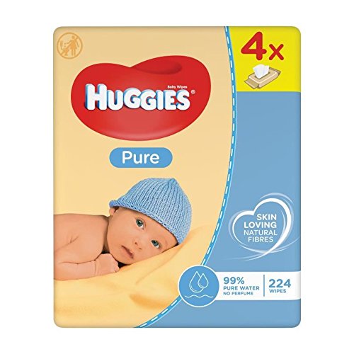 Huggies Pure Toallitas para Bebé - Paquetes de 4 x 56 toallitas - Total: 224 toallitas