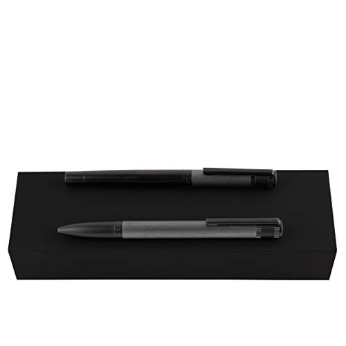 Hugo Boss Explore Brushd - Juego de bolígrafo y bolígrafo de tinta líquida en estuche regalo, color gris
