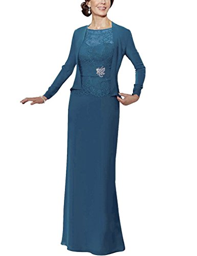 HUINI Encaje Beads Madre de Gasa de la Novia de Vestidos Largos Vestidos Formales con Chaqueta Size 54