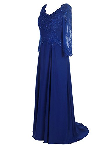 HUINI Escarpado Mangas largas Cuello en V Madre de la Novia Vestidos Cord¨®n Paseo Formal Vestidos Tama?o 34