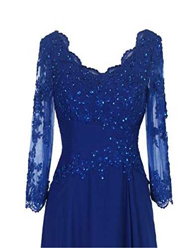 HUINI Escarpado Mangas largas Cuello en V Madre de la Novia Vestidos Cord¨®n Paseo Formal Vestidos Tama?o 34