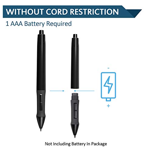 Huion P68 Bolígrafo Digital de Batería Lápiz Digital, 2048 Lápiz óptico de Sensibilidad a la Presión para Tableta de Dibujo Gráfica Inalámbrica Profesional (Negro)