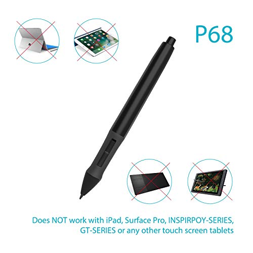 HUION P68 - L¨¢PIZ Digital para Tableta gr¨¢fica (Funciona con Pilas, inal¨¢mbrico), Color Negro