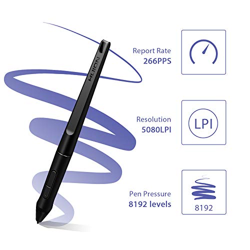 HUION PW500 Lápiz Óptico Sin Batería Tableta gráfica de 8192 Niveles Lápiz Digital Compatible con Q11K V2, WH1409 V2, HS611, Q620M, KAMVAS GT 191 V2, Pro 20, Pro 22, Pro 22 2019