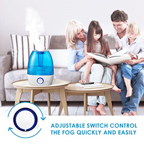 Humidificador Frío de la Niebla de Aicook, Humidificadores Ultrasónicos de 3,5L, Tiempo de Trabajo de 12-36 horas, Niebla Ajustable de para el Dormitorio de Bebé, Cierre Automático