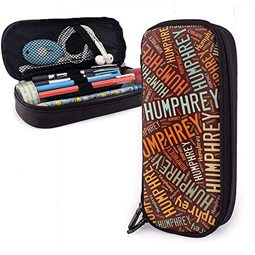 Humphrey - Apellido americano Funda de cuero de alta capacidad Estuche de lápices Estuche de lápices Papelería Organizador Bolígrafo de maquillaje escolar Bolso de cosméticos portátil