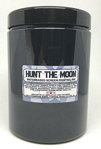 Hunt The Moon - Tinta para serigrafía a base de agua, color negro azabache, 1000 ml