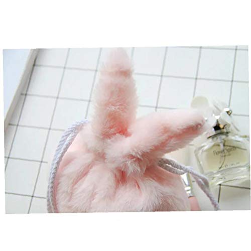 hvxjxk Maquillaje De La Bolsa del Bolso del Maquillaje De Conejo Mullido Cosmético De La Bolsa con Asas De Viajes Cosmética