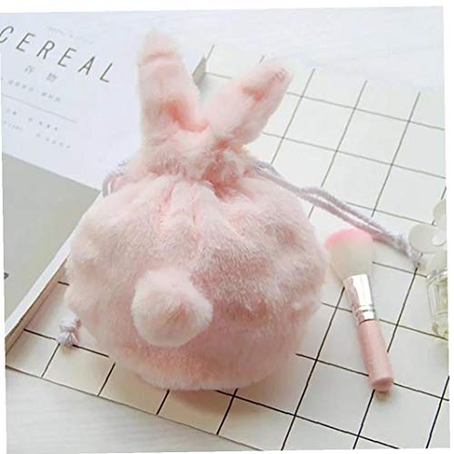 hvxjxk Maquillaje De La Bolsa del Bolso del Maquillaje De Conejo Mullido Cosmético De La Bolsa con Asas De Viajes Cosmética
