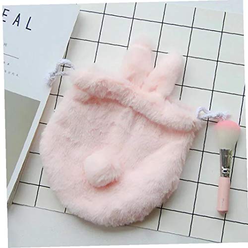 hvxjxk Maquillaje De La Bolsa del Bolso del Maquillaje De Conejo Mullido Cosmético De La Bolsa con Asas De Viajes Cosmética