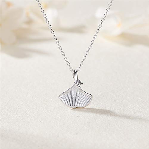 HWADMW S925 Collar de Plata esterlina pequeño Temperamento literario Fresco Colgante de Ginkgo Bosque sección Corta Hoja de Albaricoque clavícula Cadena Hoja Plata 925 S925 Plata Oro