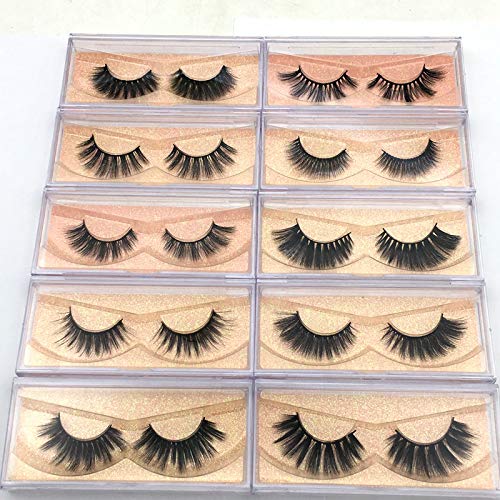 HXUJ 20 Pares Venden al por Mayor 15 pestañas Cruzadas pestañas de Ojo de visón Estilo Faux 3D