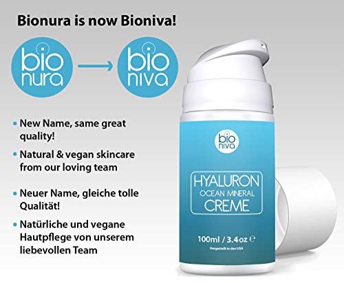 Hyaluron Mineral Creme para rostro, manos y escote: crema de día natural con ácido hialurónico, manteca de karité y 92 minerales oceánicos. Reduce las arrugas, líneas finas y estimula colágeno 100ml