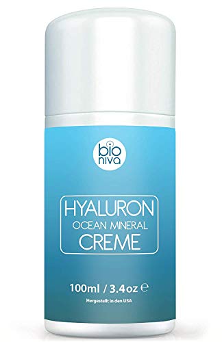 Hyaluron Mineral Creme para rostro, manos y escote: crema de día natural con ácido hialurónico, manteca de karité y 92 minerales oceánicos. Reduce las arrugas, líneas finas y estimula colágeno 100ml