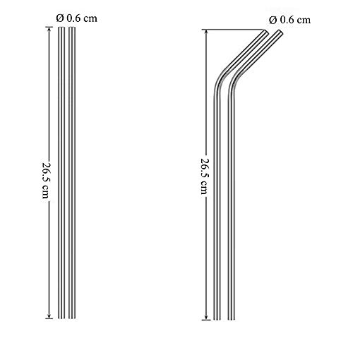 HYCOPROT Pajitas Reutilizables,Pajita de Acero Inoxidable Metal Reutilizable para Batidos jugos y Bebidas Calientes Sin BPA 8pcs/Set(Oro Rosa,26.5cmxØ 0.6cm,4recto+4doblado+2xCepillos+1xBolsa)