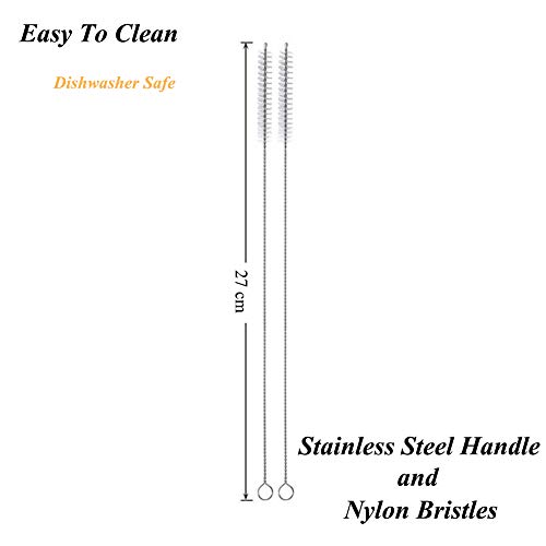 HYCOPROT Pajitas Reutilizables,Pajita de Acero Inoxidable Metal Reutilizable para Batidos jugos y Bebidas Calientes Sin BPA 8pcs/Set(Oro Rosa,26.5cmxØ 0.6cm,4recto+4doblado+2xCepillos+1xBolsa)