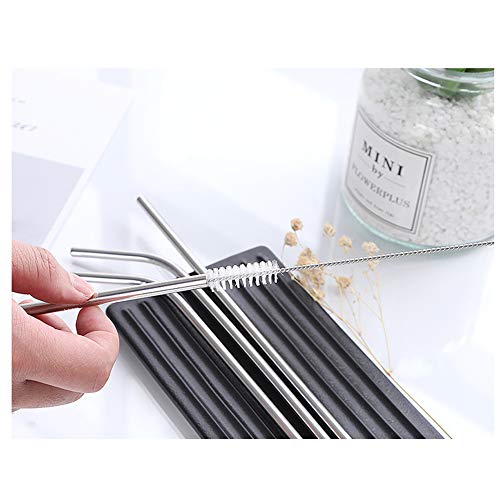 HYCOPROT Pajitas Reutilizables,Pajita de Acero Inoxidable Metal Reutilizable para Batidos jugos y Bebidas Calientes Sin BPA 8pcs/Set(Oro Rosa,26.5cmxØ 0.6cm,4recto+4doblado+2xCepillos+1xBolsa)