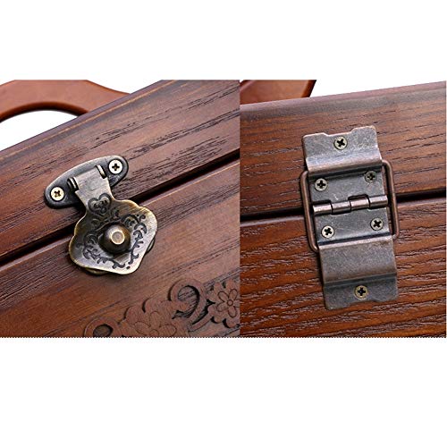 HYJMJJ Gran Joyero De Madera, Vitrinas De Cosméticos, Caja De Almacenamiento De Espejo Retro De Madera Maciza De 3 Capas, Regalo De Boda De Cumpleaños