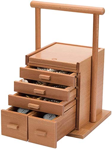 HYLL Armarios y Capuchas Am Organizador están Hechas de Madera Caja de Pulsera colección de joyería de Almacenamiento Organizador del Armario con 4 Grandes Capas de Espejo de Regalo