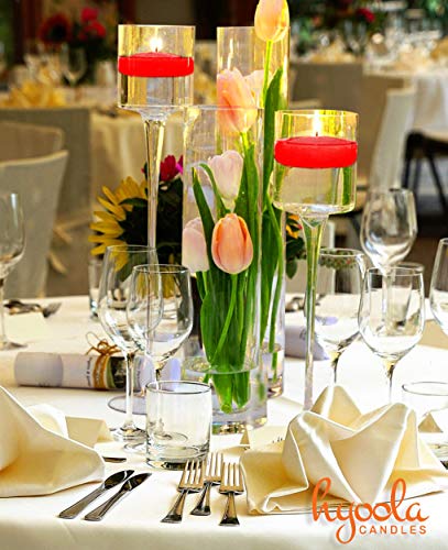 Hyoola Premium Velas flotantes Rojas 7,6 cm – 8 Horas – 24 Unidades – Fabricado en Europa