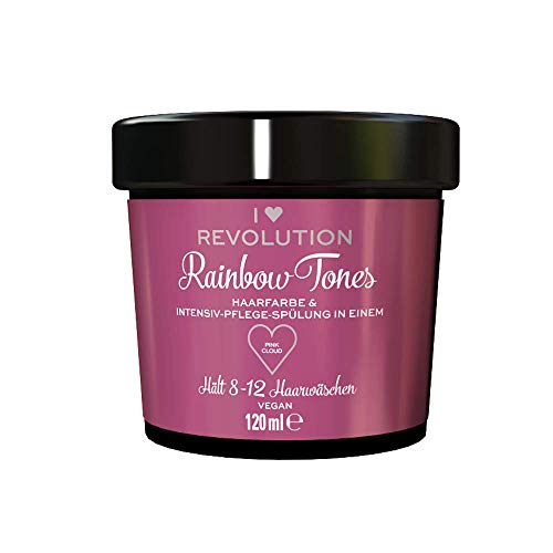 I Heart Revolution Rainbow Tones Pink Cloud – Tinte para el cabello semi permanente y acondicionador en uno, lavable con 8-12 lavados de pelo, vegano, reutilizable – 120 ml