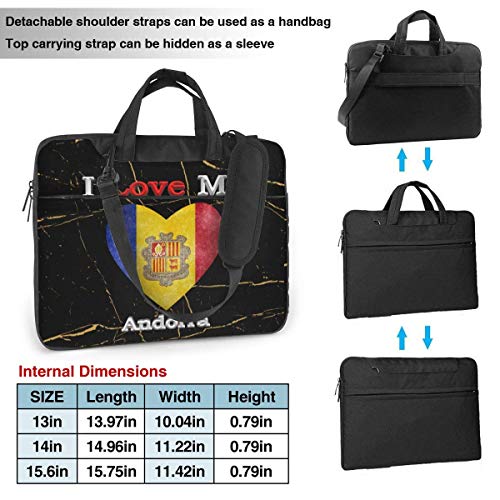 I Love My Andorra Heart Flag Bolso para portátil Bolso de Hombro Bolso para computadora Bolso de maletín Bolso de Hombro Inclinado