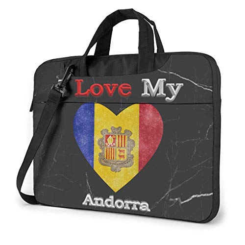 I Love My Andorra Heart Flag Laptop Bag Un Hombro Bolsa para computadora portátil a Prueba de Golpes