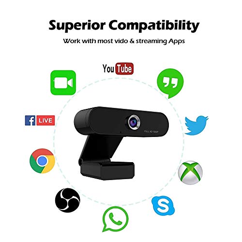 iAmotus Webcam 1080P, Webcam PC con Micrófono de Reducción de Ruido, para videollamadas, cámara de computadora portátil para videollamadas Flexible y Ajustable, Compatible con Windows, Android, Linux