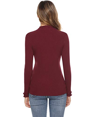 iClosam Jersey De Cuello Alto Mujer Cuello Redondo Suaves JerséIs De Punto Manga Larga Pullover SuéTer Top