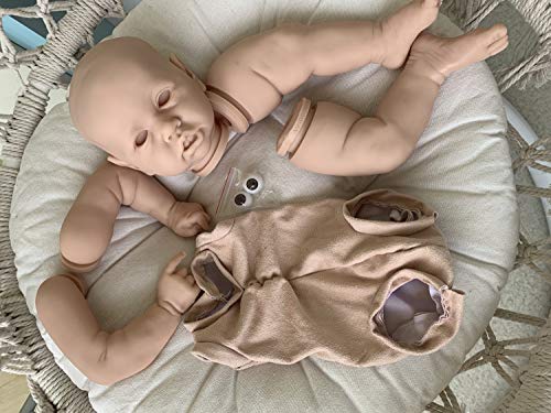 iCradle Kit de Kit de muñeca Reborn de Silicona Suave sin Pintar Accesorios de Suministro de Piezas Ideal para DIY Reborn Doll Tamaño Final 23 Pulgadas Cabeza Ojos Tela Cuerpo 4 extremidades(2003)