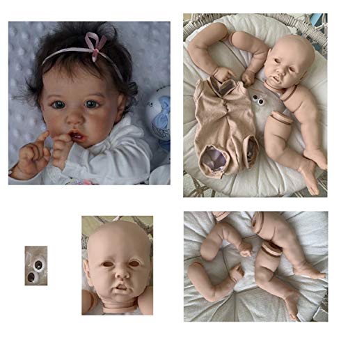 iCradle Kit de Kit de muñeca Reborn de Silicona Suave sin Pintar Accesorios de Suministro de Piezas Ideal para DIY Reborn Doll Tamaño Final 23 Pulgadas Cabeza Ojos Tela Cuerpo 4 extremidades(2003)