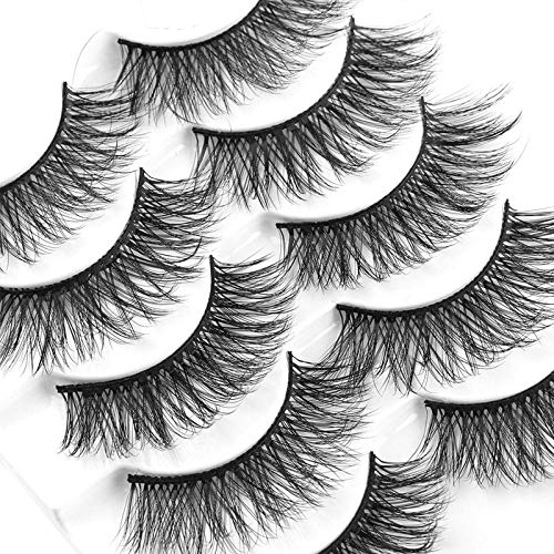 Icycheer - Pestañas postizas 3D mixtas de pelo artificial, tiras completas, gruesas y largas, 5 pares