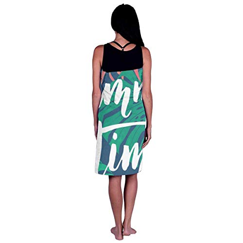 If Not Toalla de Playa Novedad Toallas de baño Horario de Verano Tarjeta de patrón de Hojas de Palma y Monstera. Letras. Holiday Tropi