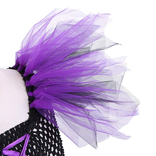 iiniim Disfraz Bruja Vampiresa Payaso Niña Princesa Vestido con Lazada Tutú Tul Ropa de Fiesta Actuación Halloween Cosplay Costume Carnaval Party 2-12 Años Negro&Morado 8-9 años