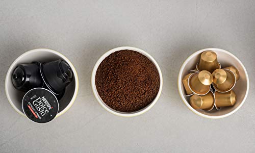 IKOHS Máquina de Café Espresso Italiano - Cafetera Multi Cápsulas Compatible Nespresso 3 en 1, 19 bares con 2 Programas de Café, deposito extraíble, 0,6 L, compacto, 1450 W, apagado automático Gris