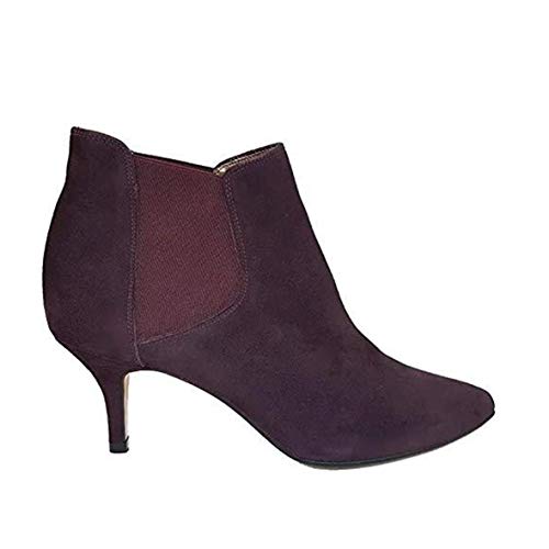 ILIRIO - Botines Estilosos Chelsea de Vestir para Mujer en Piel con Tacon Fino de 6 cm y Punta Fina - Cierre Elásticos - Moda Botas Elegantes Invierno - Ante Jumilla - Morado 41 EU