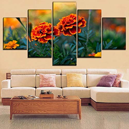 Impresiones de la Lona Pinturas Inicio Arte de la Pared 5 Piezas en la Naturaleza Imágenes de Flores de caléndula para la Sala de Estar Decoración Carteles D