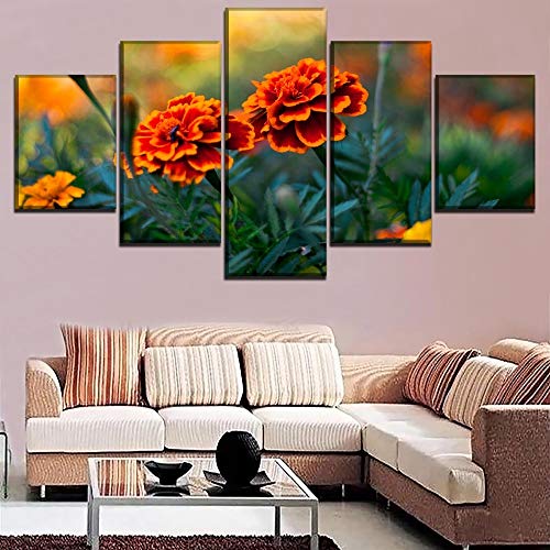 Impresiones de la Lona Pinturas Inicio Arte de la Pared 5 Piezas en la Naturaleza Imágenes de Flores de caléndula para la Sala de Estar Decoración Carteles D