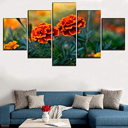 Impresiones de la Lona Pinturas Inicio Arte de la Pared 5 Piezas en la Naturaleza Imágenes de Flores de caléndula para la Sala de Estar Decoración Carteles D