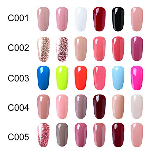 Inagla Esmaltes Semipermanentes en Gel UV LED, 6pcs Esmaltes de Uñas Semipermanentes de 8ml 001