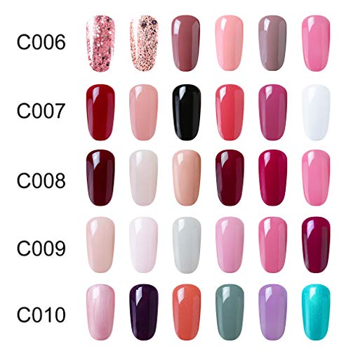 Inagla Esmaltes Semipermanentes en Gel UV LED, 6pcs Esmaltes de Uñas Semipermanentes de 8ml 001