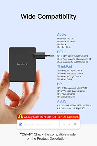 Inateck 45W USB C Cargador Type C PD Charger con Cable USB Tipo C para MacBook de 12 pulgadas Nuevo MacBook Pro, Chromebook Pixel, Nintendo Switch, iPad Pro, iPhone X/8/8 Plus, Nexus 5X/6P, Samsung S8