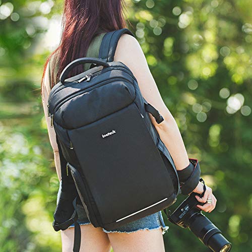Inateck Profesional Mochila para Cámara, Mochila de Viaje Mochila para Cámara Réflex (DSLR) y Portátil 15.6 Pulgadas, Compatible con Canon Nikon Sony,Color Negra