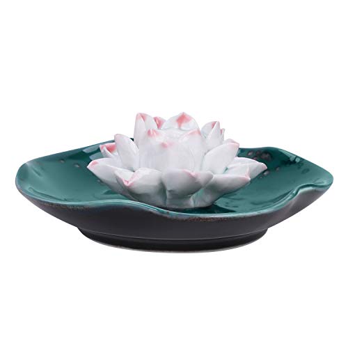 Incienso de cerámica para quemador de incienso cono loto porta incienso estilo vintage bandeja para quemador incienso soporte incienso para decoración oficina casa budista regalo cumpleaños