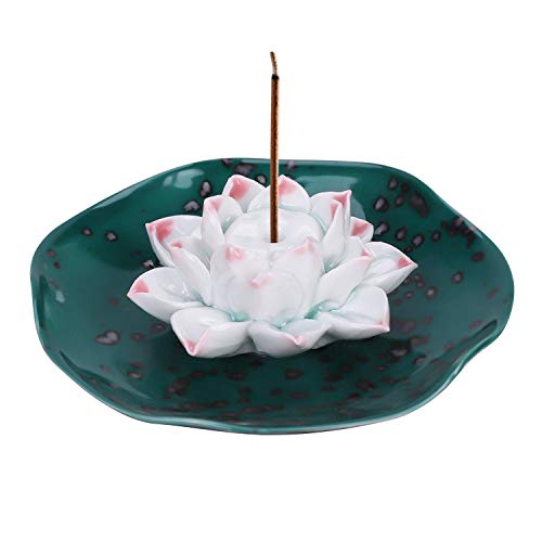 Incienso de cerámica para quemador de incienso cono loto porta incienso estilo vintage bandeja para quemador incienso soporte incienso para decoración oficina casa budista regalo cumpleaños