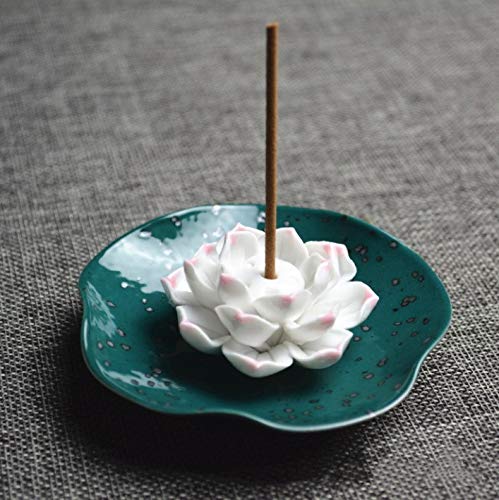 Incienso de cerámica para quemador de incienso cono loto porta incienso estilo vintage bandeja para quemador incienso soporte incienso para decoración oficina casa budista regalo cumpleaños