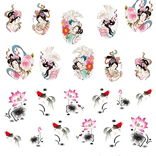 Inconpro 50 láminas de Transferencia con Agua para decoración de uñas Varios diseños Mezclados uñas artísticas Pegatina Decoracion para Las Uñas Decal DIY