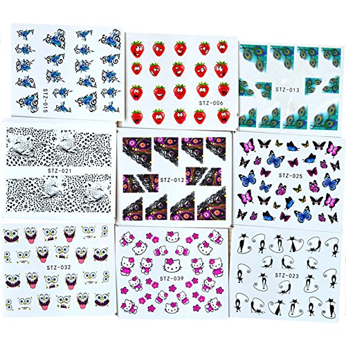 Inconpro 50 láminas de Transferencia con Agua para decoración de uñas Varios diseños Mezclados uñas artísticas Pegatina Decoracion para Las Uñas Decal DIY