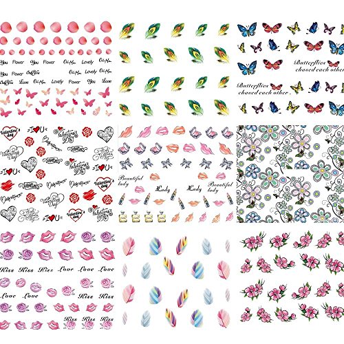 Inconpro 50 láminas de Transferencia con Agua para decoración de uñas Varios diseños Mezclados uñas artísticas Pegatina Decoracion para Las Uñas Decal DIY