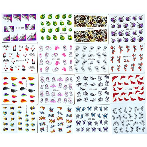 Inconpro 50 láminas de Transferencia con Agua para decoración de uñas Varios diseños Mezclados uñas artísticas Pegatina Decoracion para Las Uñas Decal DIY
